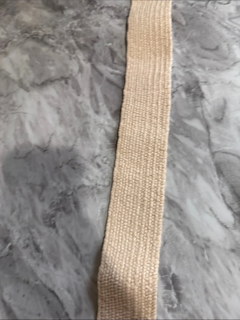 Vintage Ivory Stretch Woven Belt with Faux Bamboo Square Buckle Boho Coastal